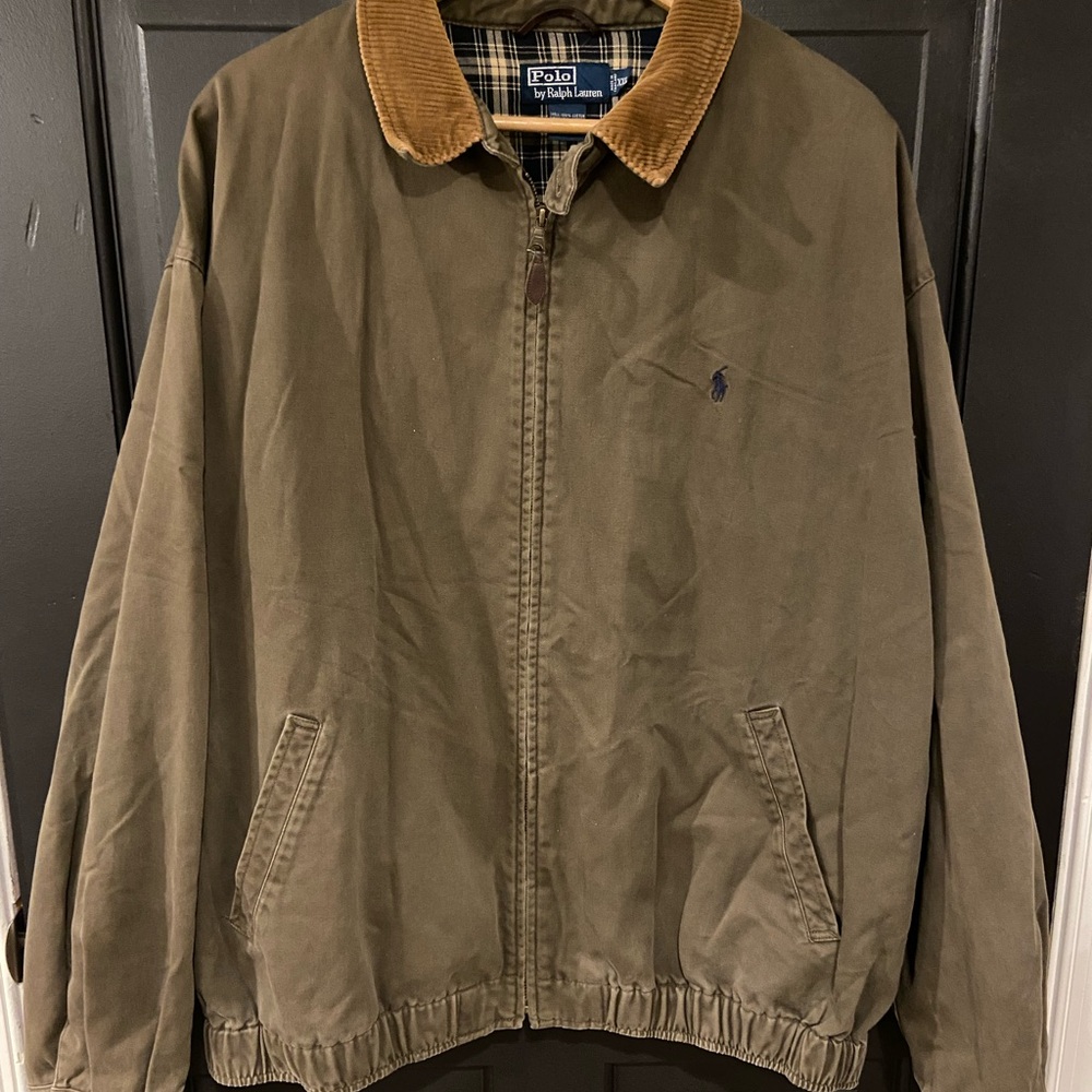 Ralph Lauren Olive Green Jacket with Tan Corduroy Collar